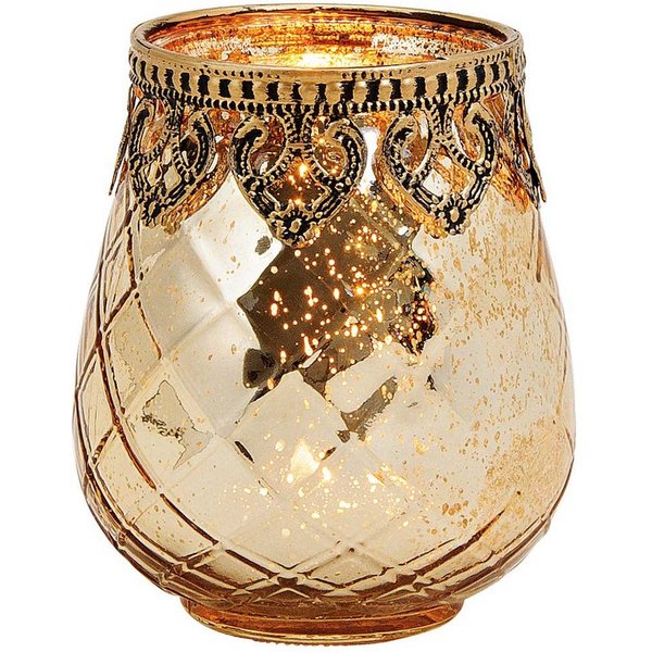Orlob Teelichthalter Windlicht Marokko 10,5cm gold