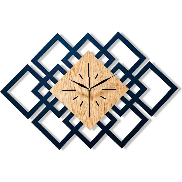 ORNAMENTI Wanduhr Groß, modern Wanduhr, Holz, Eichenfurnier, loft, minimalistisch (ohne Ticken, Wanddeko, Holzdeko, 4 Farben, hingucker Wanduhr)