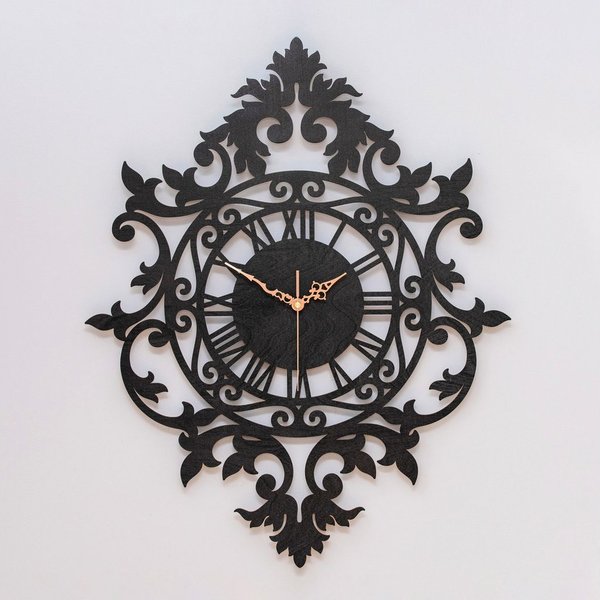 ORNAMENTI Wanduhr Grosse, vintage, retro, hingucker Wanduhr, weiss, schwarz, 50 x 62 cm (Gold, ohne Ticken, victorianisch Wanddeko, Holzdeko, Wandkunst)