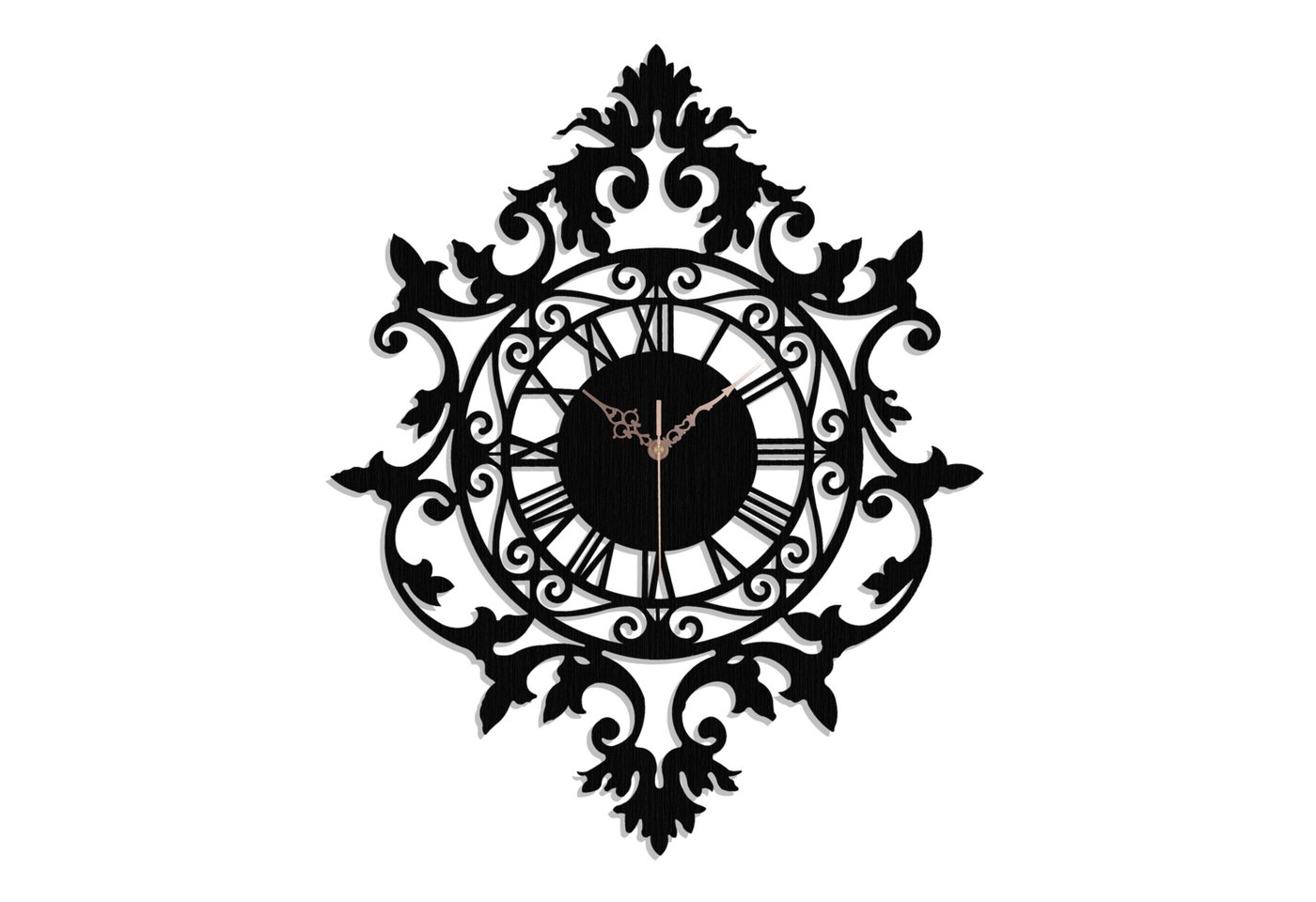 ORNAMENTI Wanduhr Grosse, vintage, retro, hingucker Wanduhr, weiss, schwarz, 50 x 62 cm (Gold, ohne Ticken, victorianisch Wanddeko, Holzdeko, Wandkunst) – Bild 4 von 5