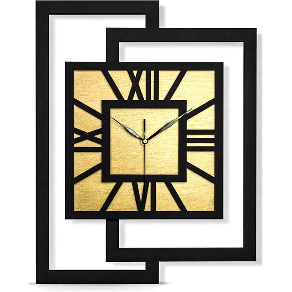 ORNAMENTI Wanduhr Grosse, moderne, geometrisch, Holz, hingucker, Loft, Rechteck (römisch, römische Ziffern, ohne Ticken, Wanddeko)
