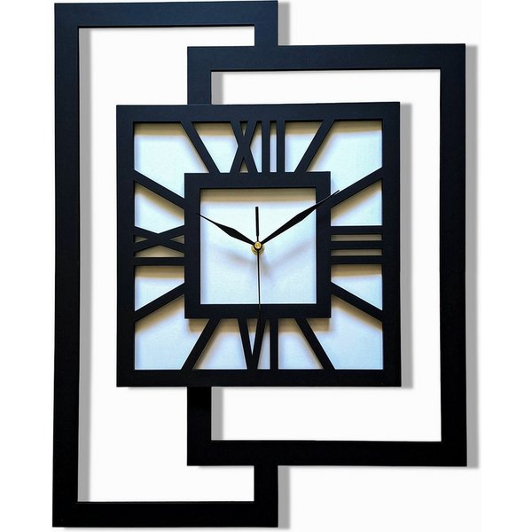 ORNAMENTI Wanduhr Grosse, moderne, geometrisch, Holz, hingucker, Loft, Rechteck (römisch, römische Ziffern, ohne Ticken, Wanddeko)