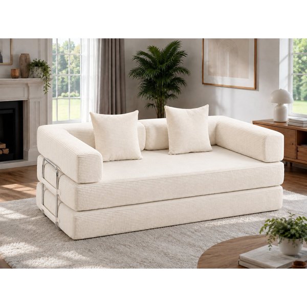 Orvane Schlafsofa Schlafsofa 2-Sitzer aus Cord, 190 cm, mit Schlaffunktion, montagefrei, ausklappbar, montagefrei, Schlaffunktion, weicher Kurzcord-Bezug