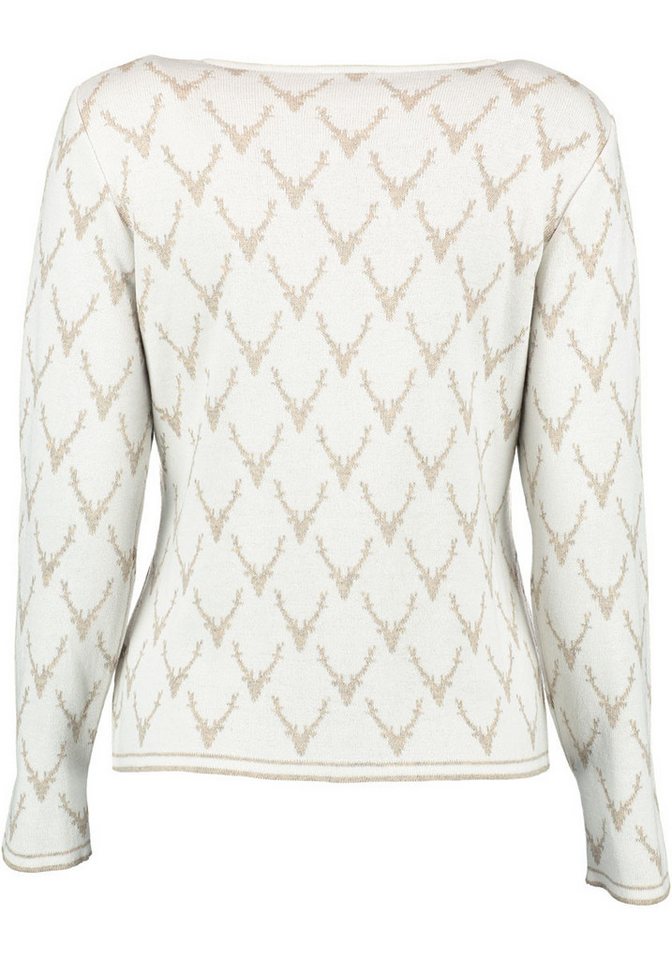 OS Trachten Strickjacke Ewipe Tailliert, lang geschnitten, Rundhals, Allover-Stick, Metallknöpfe – Bild 2 von 3