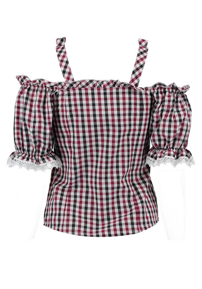 OS Trachten Trachtenbluse Batoya Tailliert, Träger mit Schnallen, 1/2-Arm, Puffärmel, Spitze, Rüschen – Bild 2 von 2
