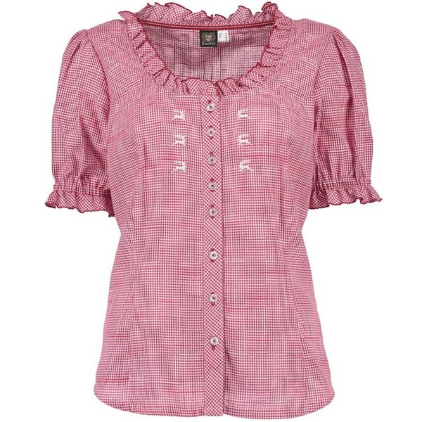 OS Trachten Trachtenbluse Trachtenbluse Editha mittelrot