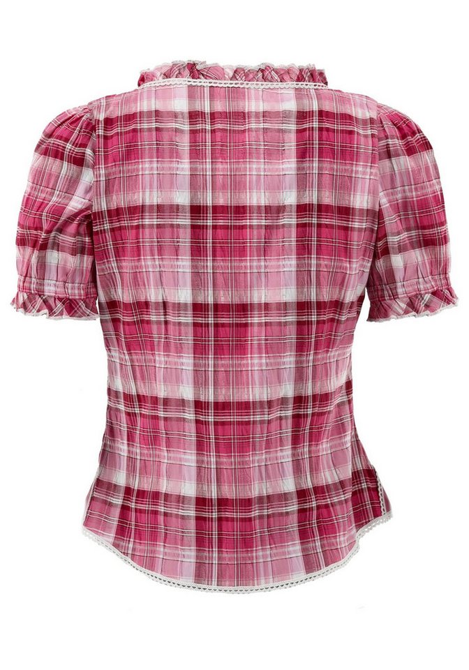 OS Trachten Trachtenbluse Smussu Damen Kurzarmbluse mit Kräuselärmel – Bild 2 von 5