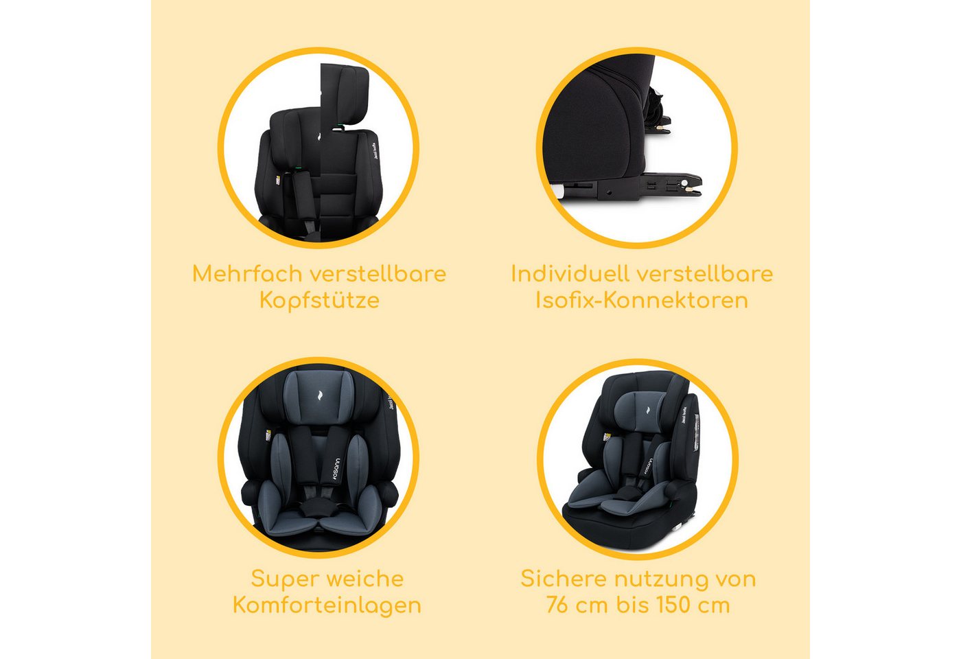 Osann Autokindersitz Jazzi Isofix, Kindersitz mit Isofix, Kindersitz ab 1 Jahr, ab: 15 Monate, bis: 12 Jahre, ab: 76 cm, bis: 150 cm, mitwachsendes Gurtsystem,  – Bild 3 von 5