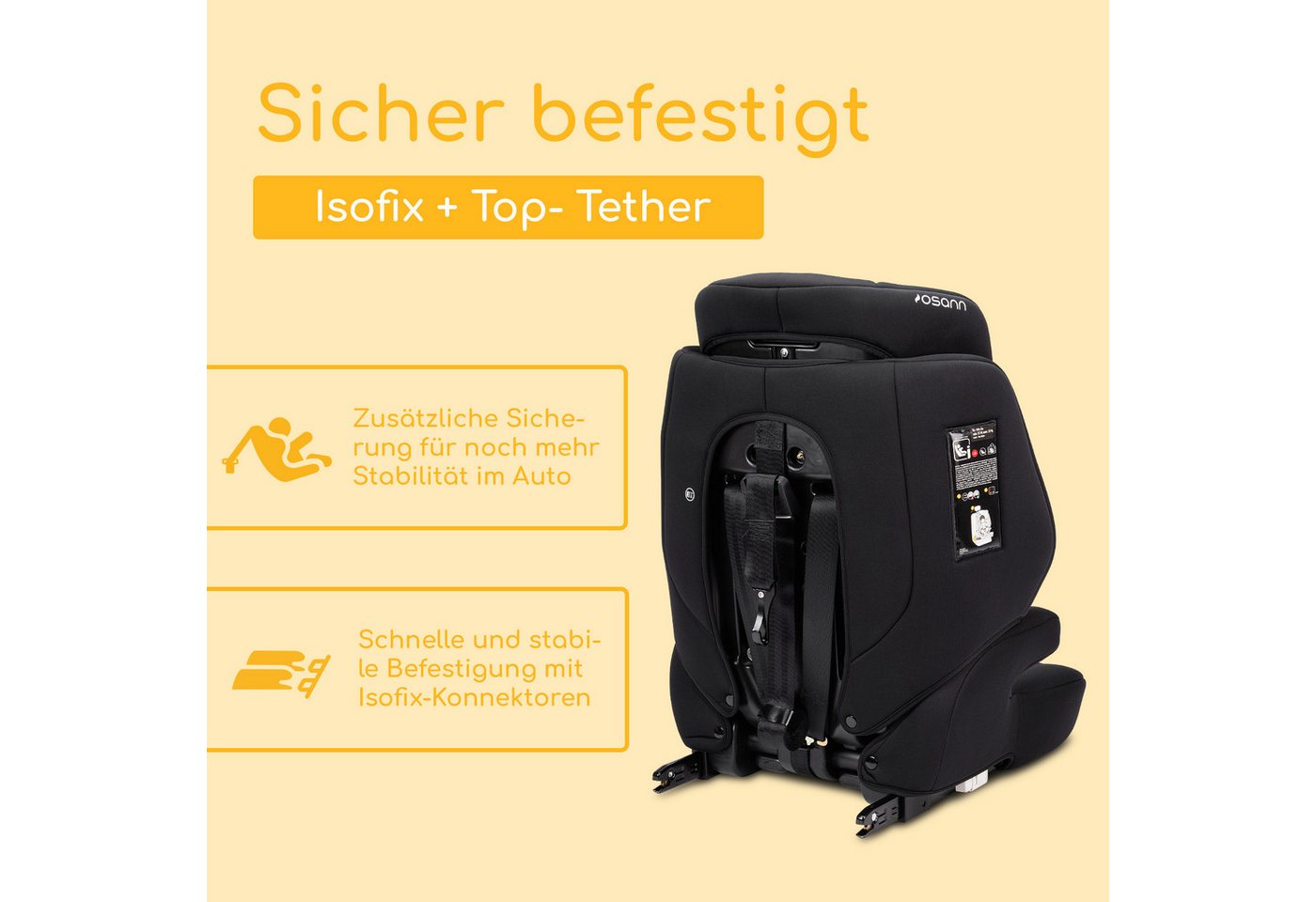 Osann Autokindersitz Jazzi Isofix, Kindersitz mit Isofix, Kindersitz ab 1 Jahr, ab: 15 Monate, bis: 12 Jahre, ab: 76 cm, bis: 150 cm, mitwachsendes Gurtsystem,  – Bild 4 von 5