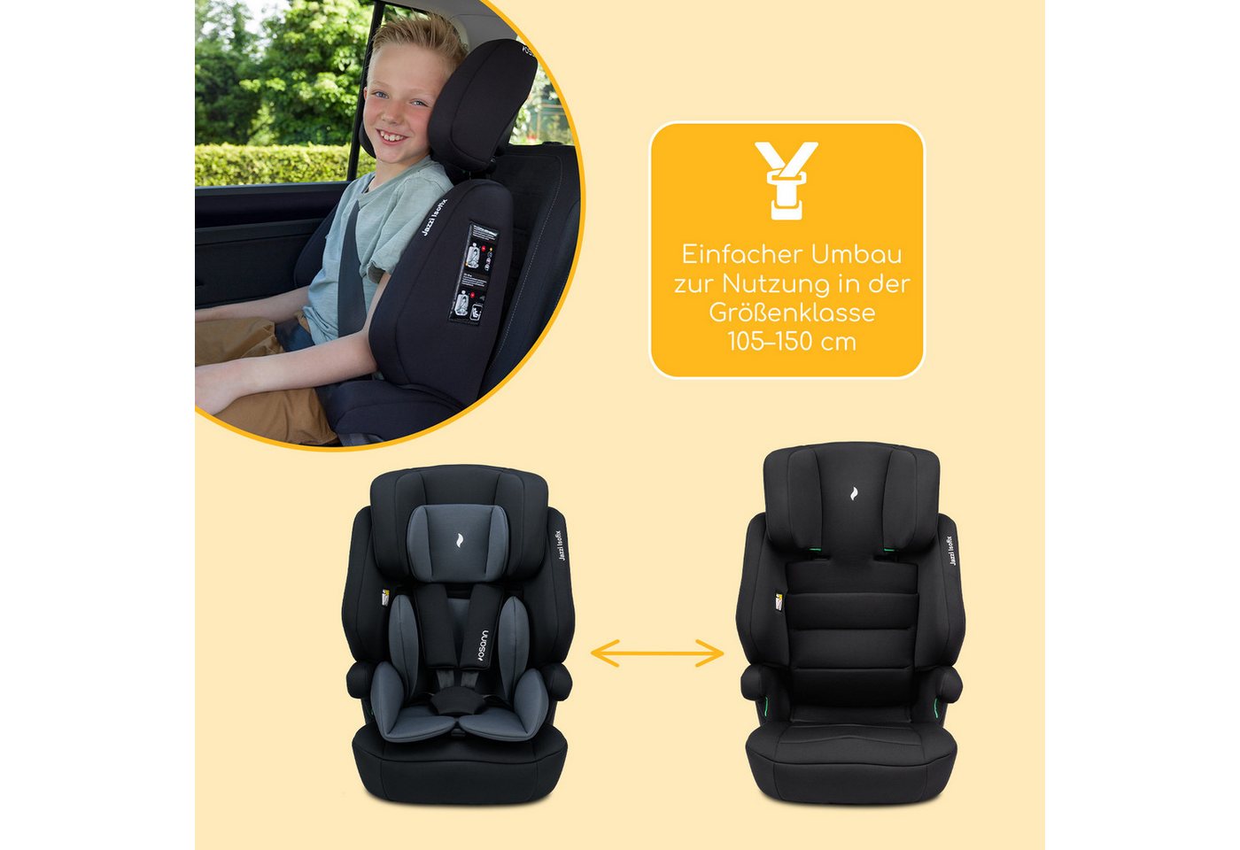 Osann Autokindersitz Jazzi Isofix, Kindersitz mit Isofix, Kindersitz ab 1 Jahr, ab: 15 Monate, bis: 12 Jahre, ab: 76 cm, bis: 150 cm, mitwachsendes Gurtsystem,  – Bild 5 von 5