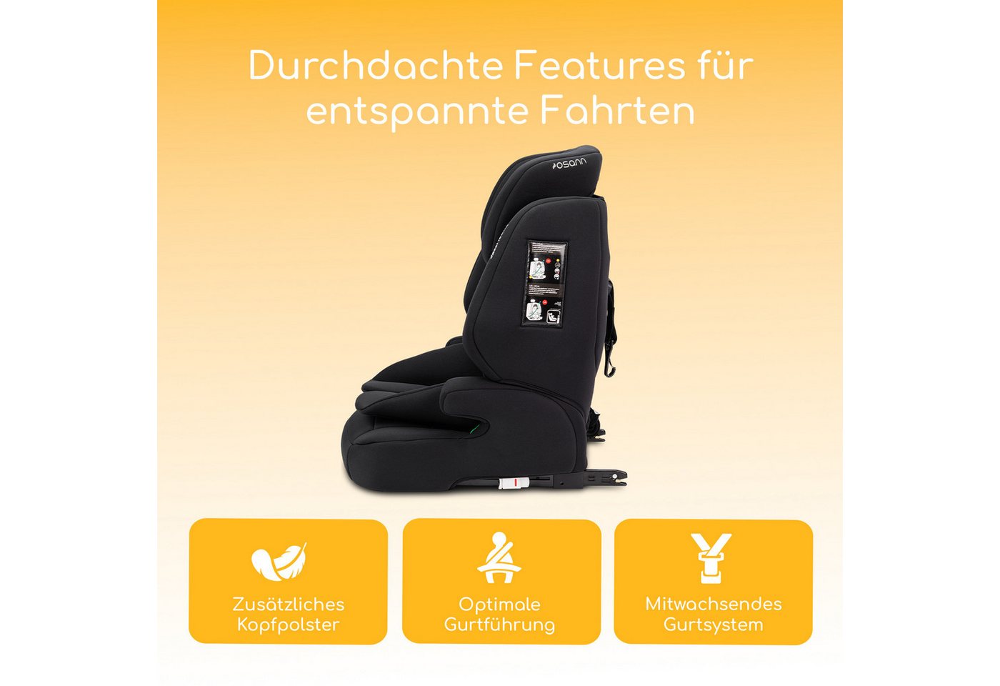 Osann Autokindersitz Jazzi Isofix, Kindersitz mit Isofix, Kindersitz ab 1 Jahr, ab: 15 Monate, bis: 12 Jahre, ab: 76 cm, bis: 150 cm, mitwachsendes Gurtsystem,  – Bild 2 von 5