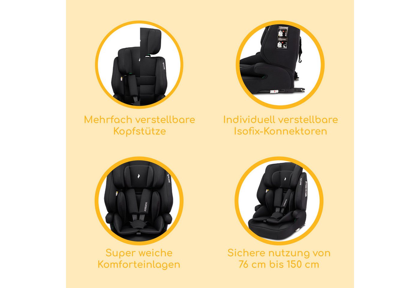 Osann Autokindersitz Jazzi Isofix, Kindersitz mit Isofix, Kindersitz ab 1 Jahr, ab: 15 Monate, bis: 12 Jahre, ab: 76 cm, bis: 150 cm, mitwachsendes Gurtsystem,  – Bild 3 von 5