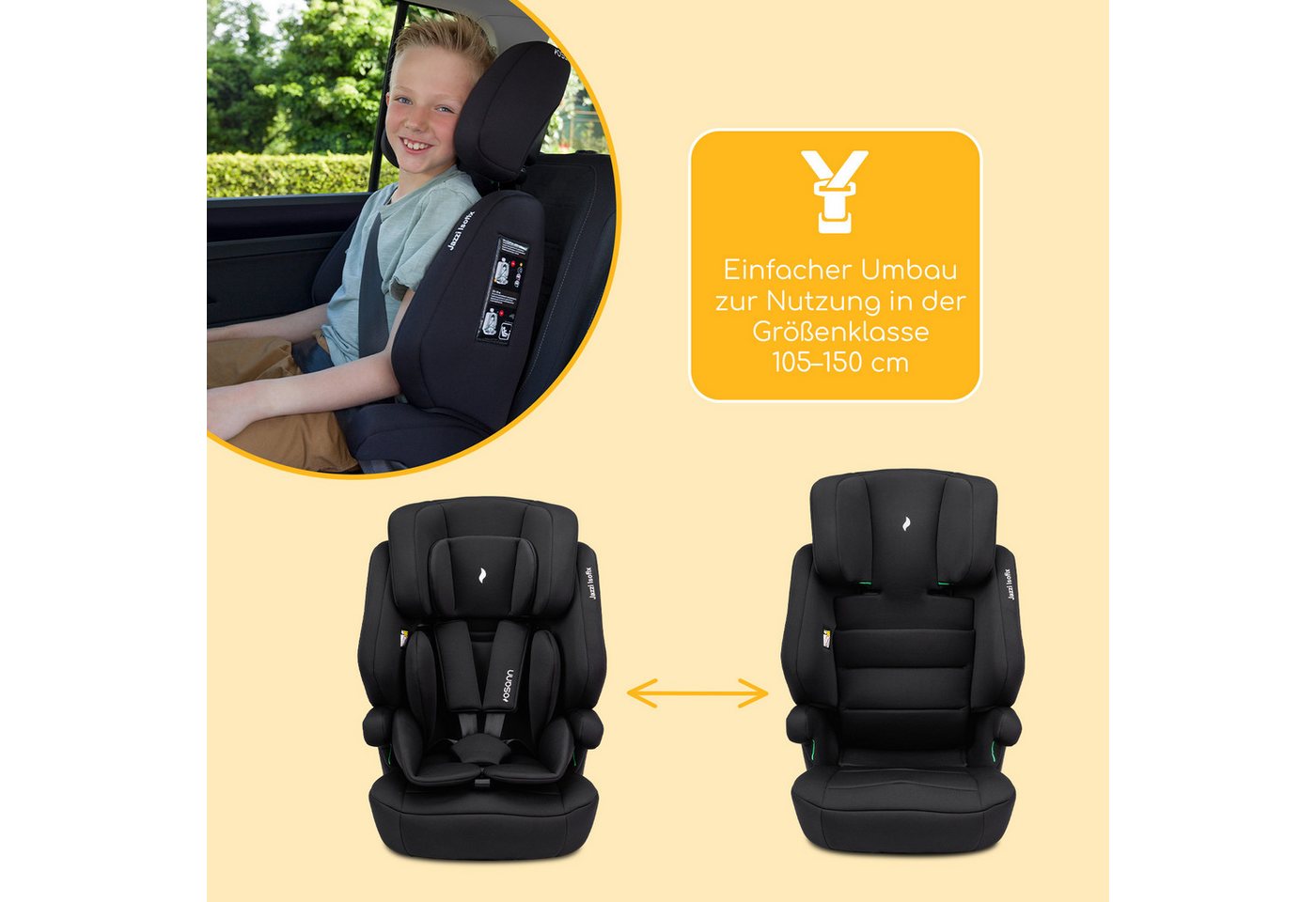 Osann Autokindersitz Jazzi Isofix, Kindersitz mit Isofix, Kindersitz ab 1 Jahr, ab: 15 Monate, bis: 12 Jahre, ab: 76 cm, bis: 150 cm, mitwachsendes Gurtsystem,  – Bild 5 von 5