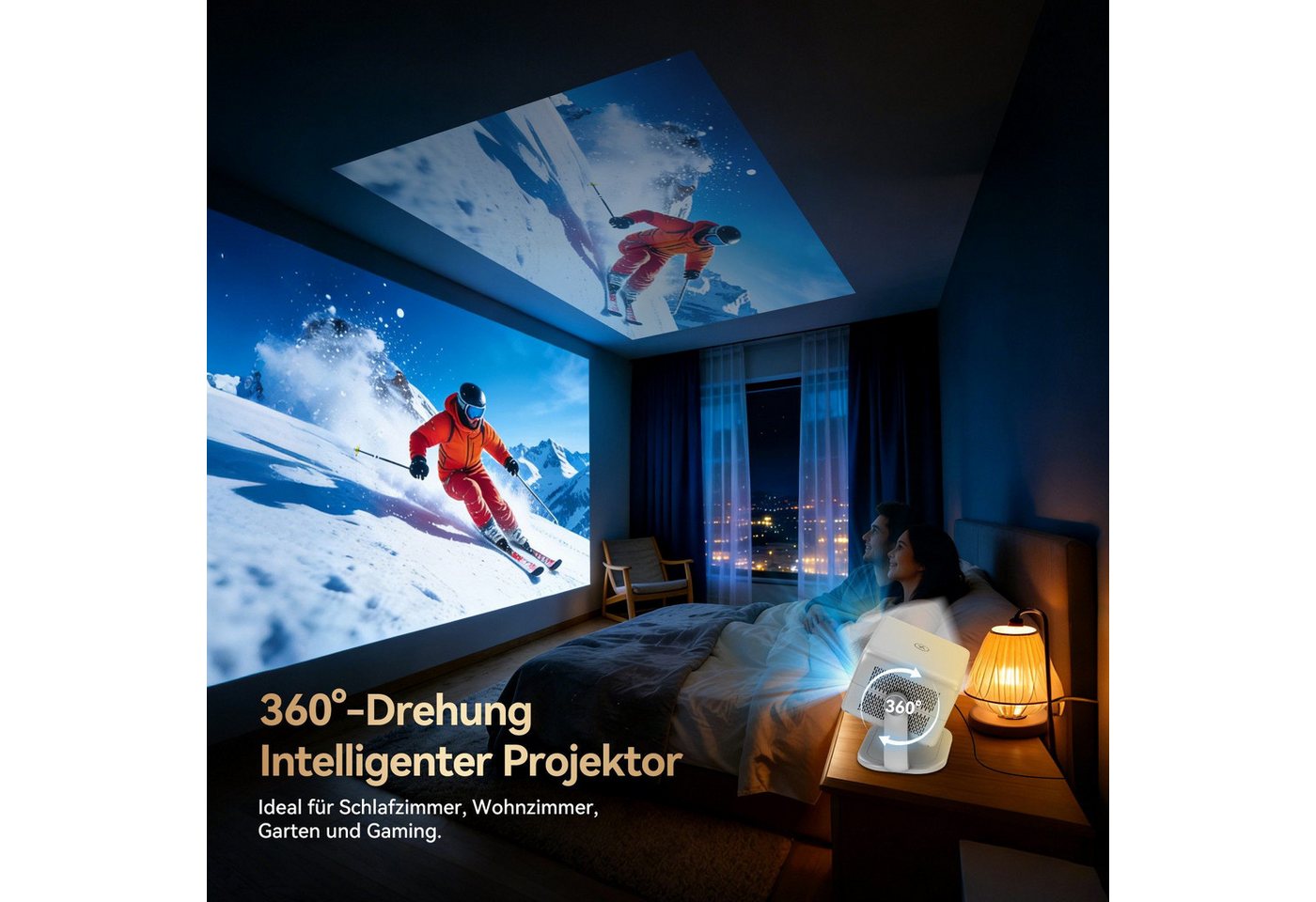 OSCAL 2026 Native 1080P Beamer 4K, Autofokus & Sprachsteuerung Heimprojektor Beamer (30000 lm, 1500:1, 1920 x 1080 px, 30000 lm, < 34db, Android 13, 3840x2160 p – Bild 2 von 5