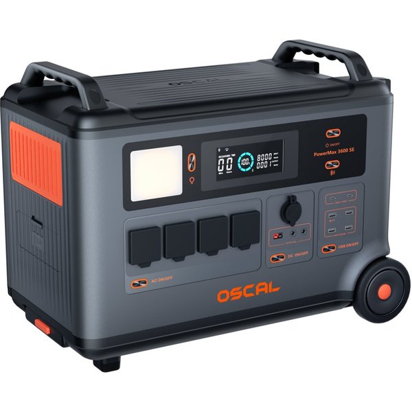 OSCAL Stromerzeuger PowerMax 3600 Tragbare Powerstation 3600W/3600Wh Solargenerator