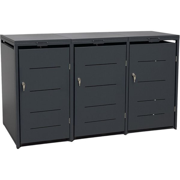 osoltus Mülltonnenbox Metall Mülltonnenbox 3er Mülltonnenverkleidung 196 x118 cm Conta