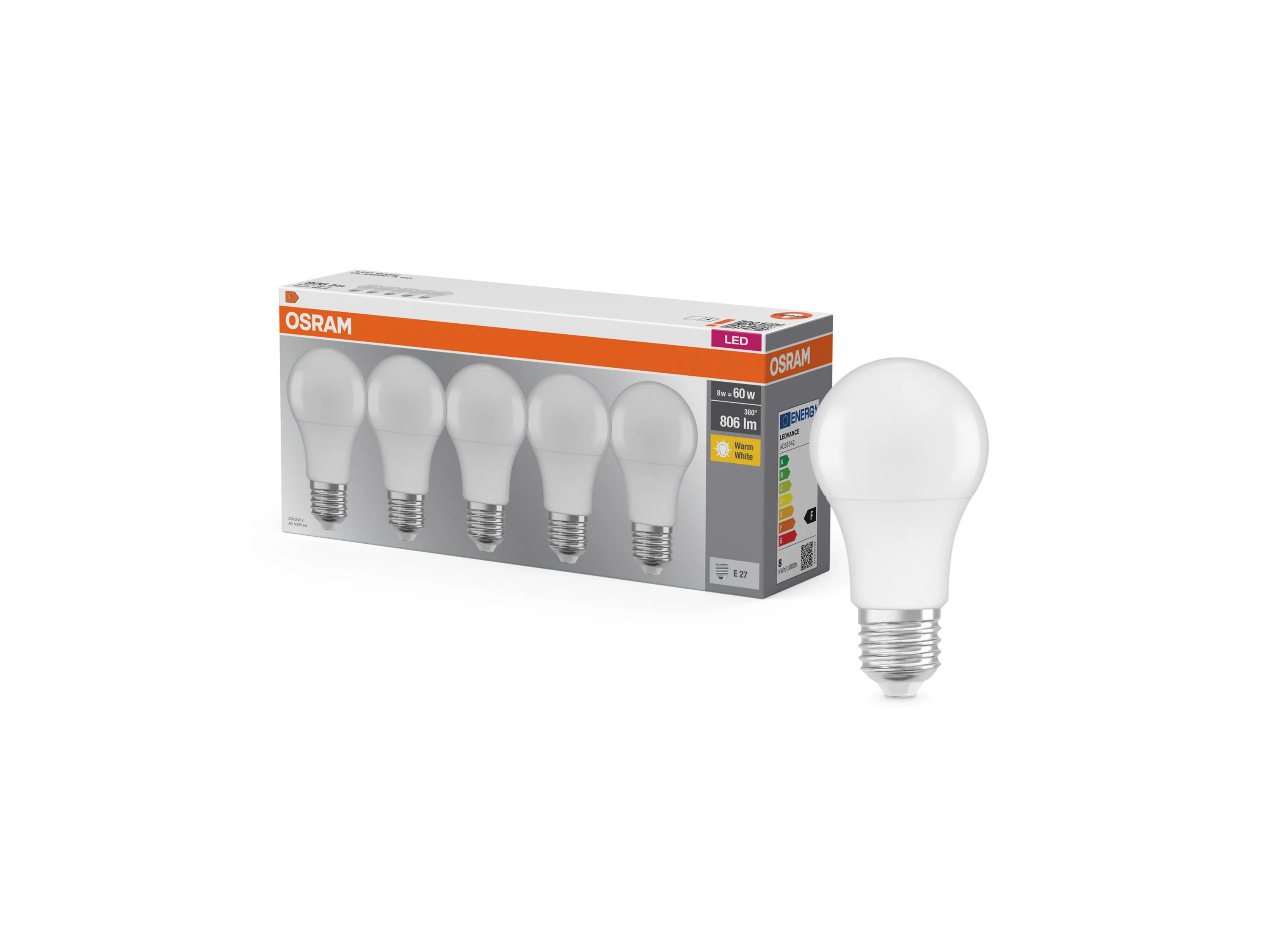 OSRAM LED-Leuchtmittel »LED Base Retro«, 5 Stück (CLA60, E27, 806lm, Matt) – Bild 3 von 3