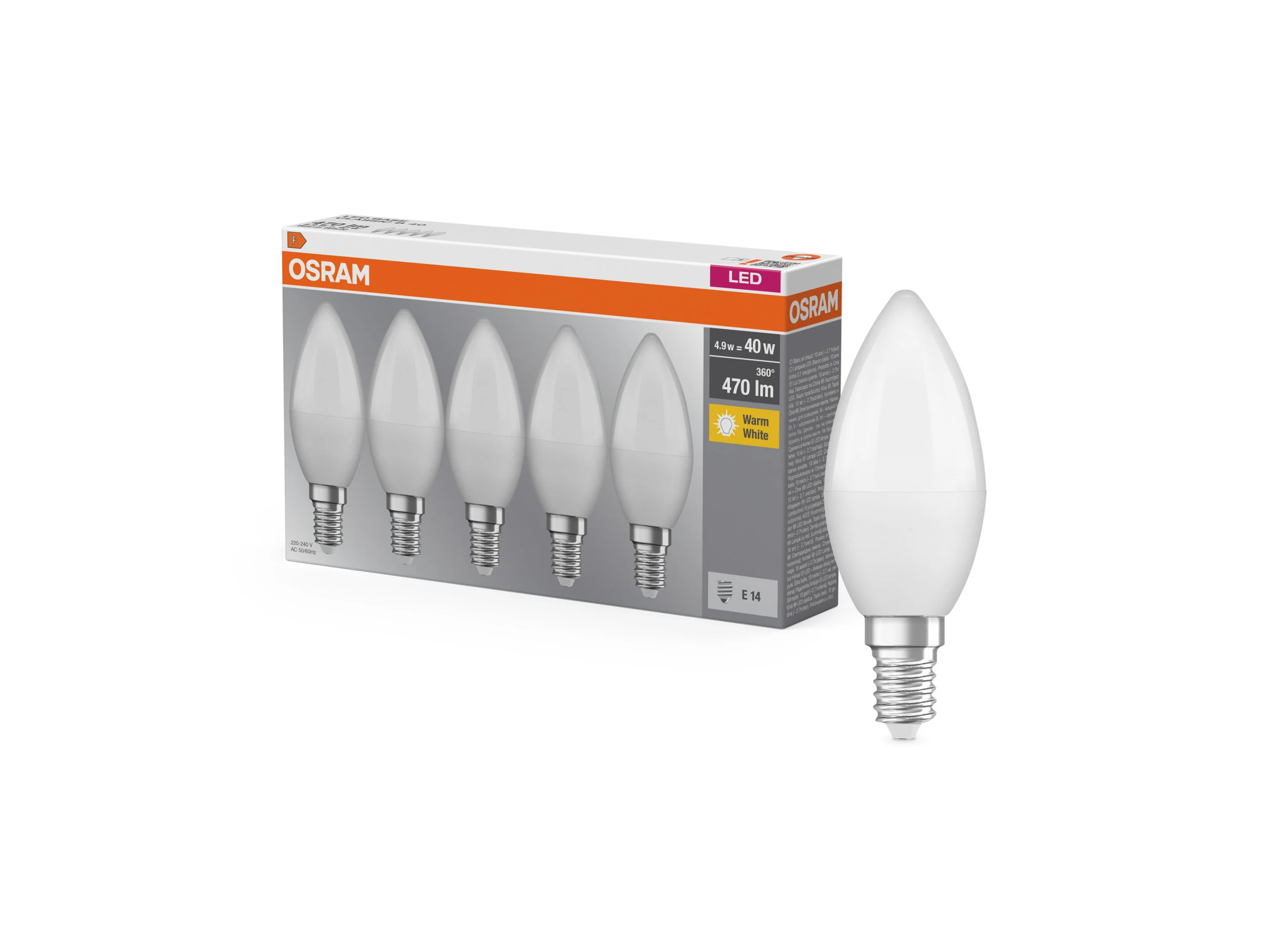 OSRAM LED-Leuchtmittel »LED Base Retro«, 5 Stück (CLB40, E14, 470lm, Matt) – Bild 3 von 3