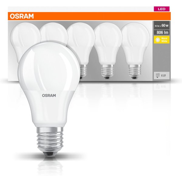 Osram LED-Leuchtmittel LED-Lampe Classic, E27, 5 St., Warmweiß