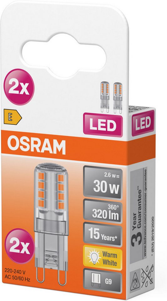 Osram LED-Leuchtmittel LED PIN Lampe, G9, 2 St., Warmweiß – Bild 3 von 4