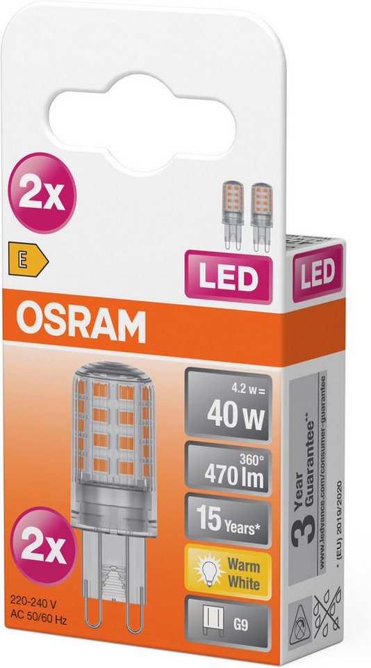 Osram LED-Leuchtmittel LED PIN Lampe, G9, 2 St., Warmweiß – Bild 3 von 4