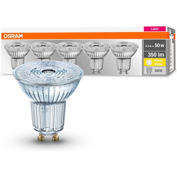 Osram LED-Leuchtmittel LED-Reflektorlampe, GU10, 5 St., Warmweiß