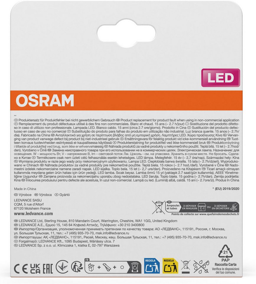 Osram LED-Leuchtmittel LED Retrofit CLASSIC, E27, 2 St., Warmweiß – Bild 4 von 4