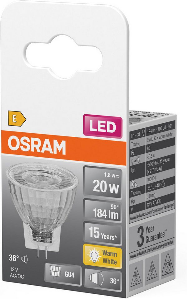 Osram LED-Leuchtmittel LED STAR MR11, G4, 1 St., Warmweiß – Bild 3 von 4