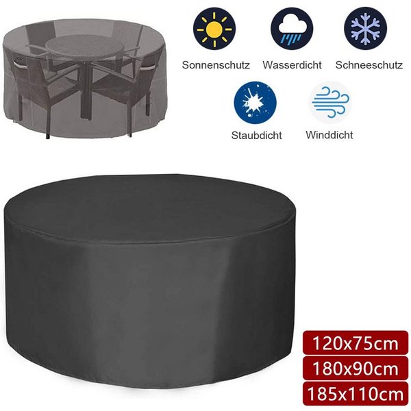 OSTWOLKE Gartenmöbel-Schutzhülle Garten Rund Möbel Abdeckung Abdeckplane Schutzhaube Möbelschutzhülle (1-St), wasserdicht, inkl. Aufbewahrungstasche, in verschi
