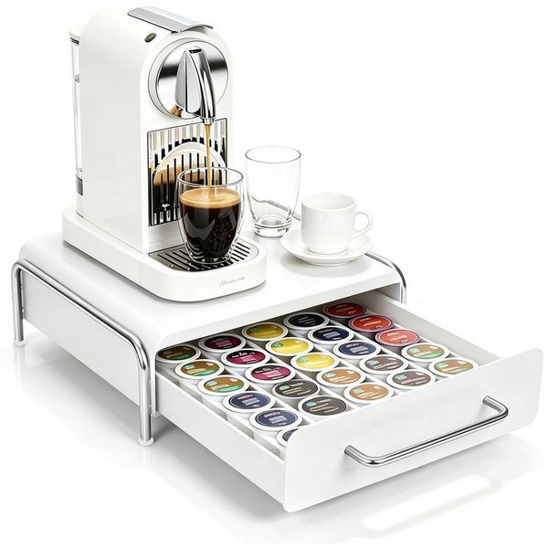 OSTWOLKE Kapselspender Kaffee Kapselhalter Kapseln Aufbewahrung Schublade für 30 Kapseln, mit abnehmbarem Schubladeneinsatz