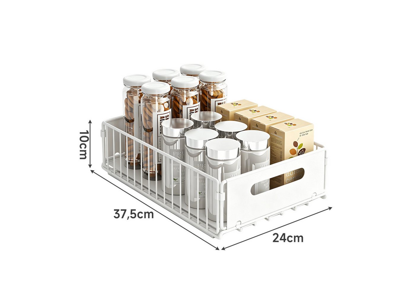 OSTWOLKE Küchenorganizer-Set Teleskopschublade, Faltbare Ausziehbarer Schrank Organizer, Kein Bohren Pull Out Cabinet organizer, Küchenschrank Organizer – Bild 2 von 5