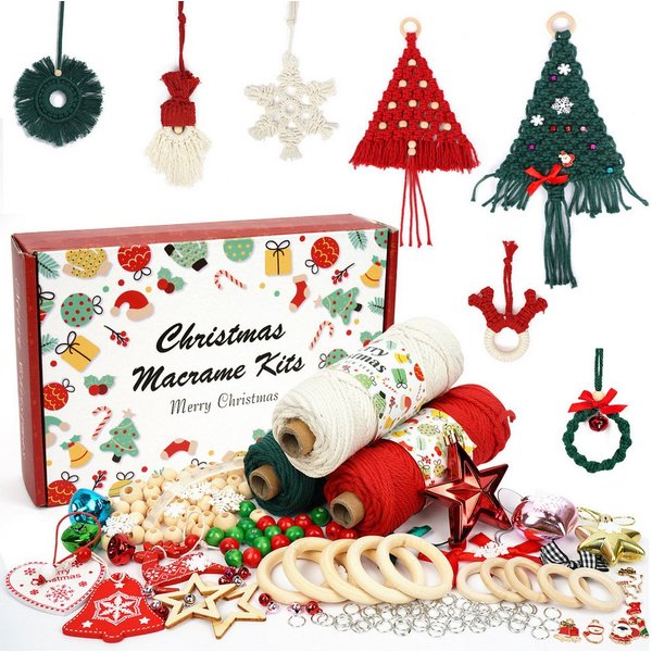 OSTWOLKE Makramee Garn Set DIY Makramee Weihnachtsdeko Set mit Anleitung Bastelgarn, (1-St)