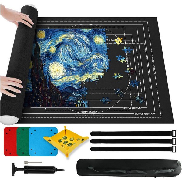 OSTWOLKE Puzzlematte Puzzlerolle, Puzzelmatten für Puzzle bis 1500, 2000, 3000 Teile, leicht zu lagern und zu transportieren, zur Aufbewahrung von Puzzles