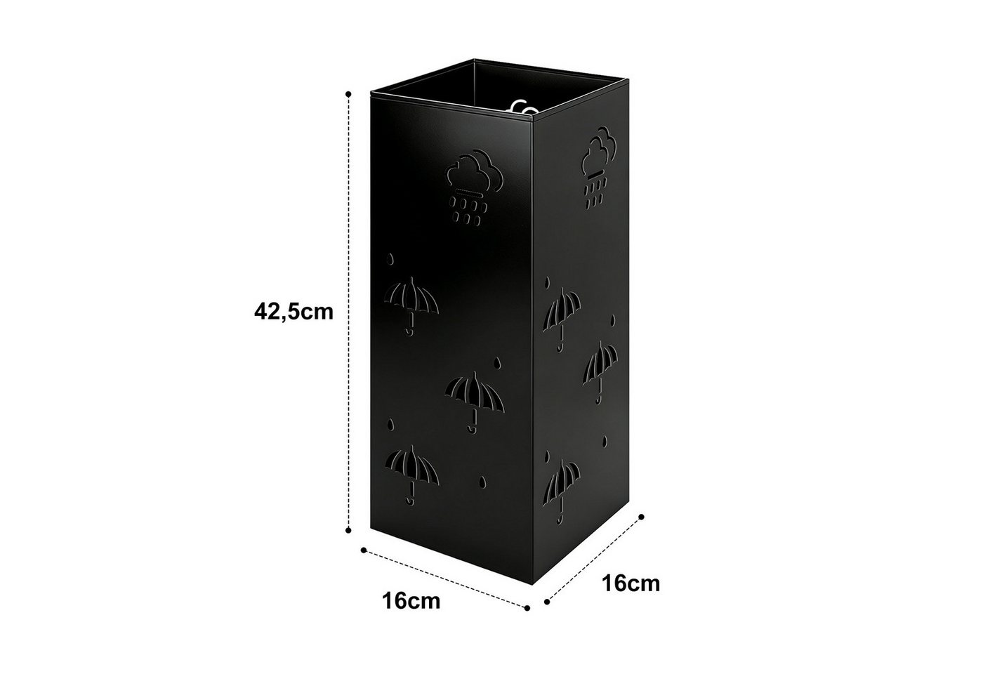 OSTWOLKE Schirmständer Regenschirmständer Schirmhalter Regenschirmkorb Wasserauffangschale, Metall, Umbrella Stand für Haus Büro Eingangsbereich, 42 x 16 x 16 c – Bild 4 von 5