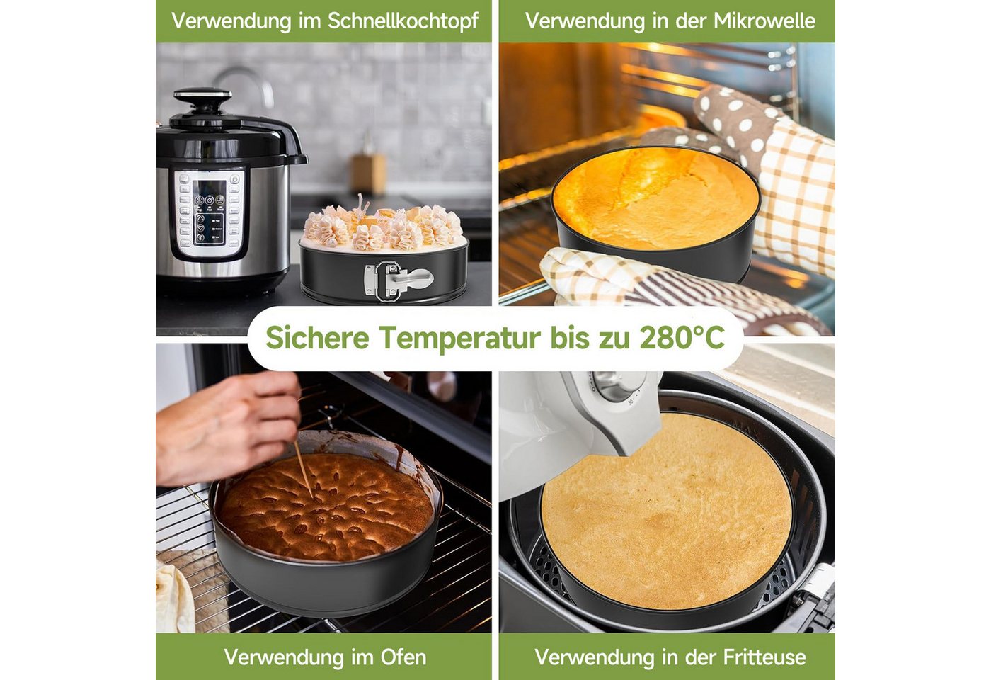 OSTWOLKE Springform 4-teiliges Springform Set Ø18/24/26/28cm runde Backformen Kuchenform – Bild 4 von 5