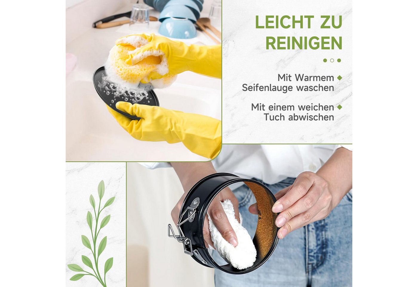 OSTWOLKE Springform 4-teiliges Springform Set Ø18/24/26/28cm runde Backformen Kuchenform – Bild 5 von 5