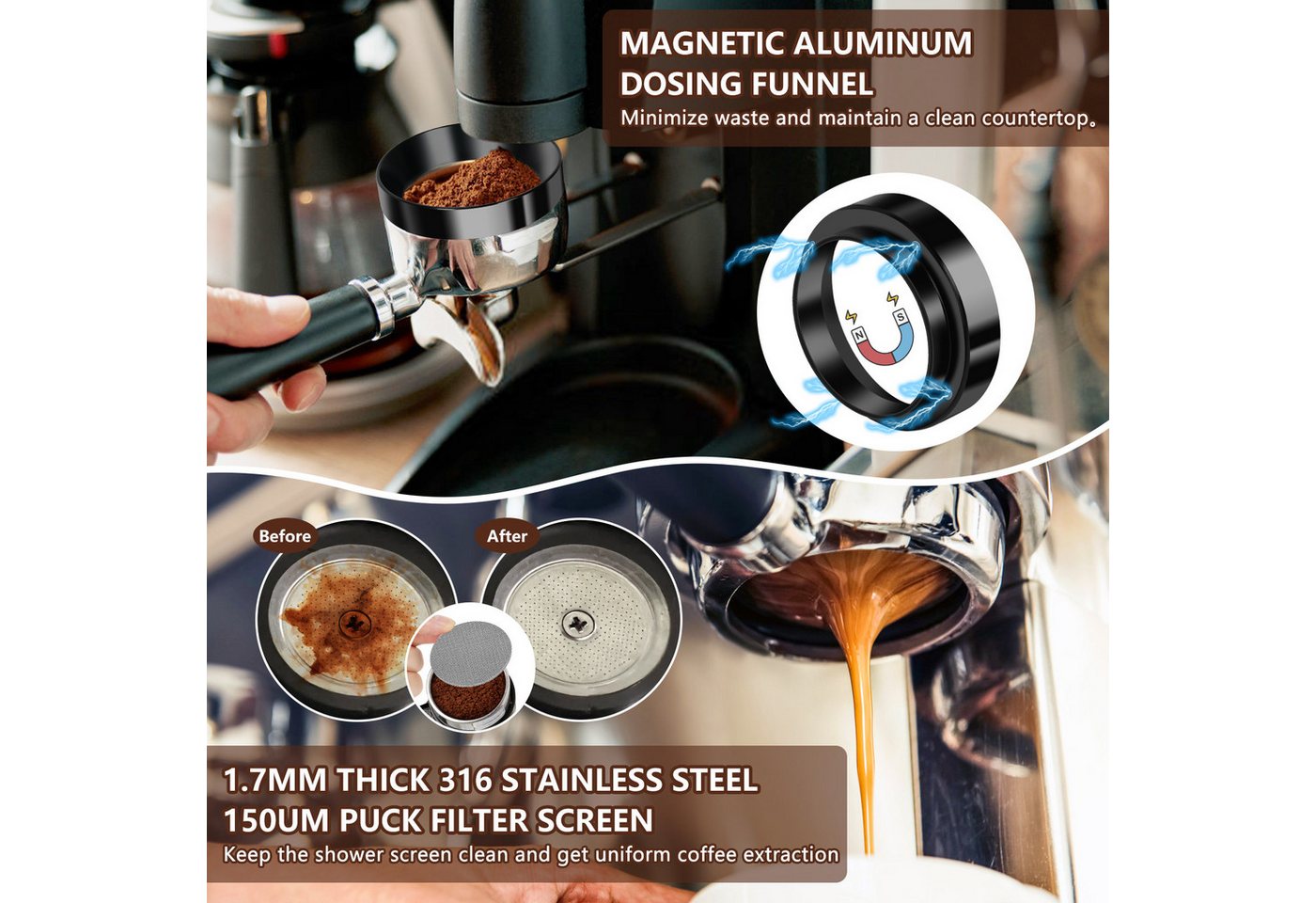 OSTWOLKE Tamper Kaffee Tamper 51mm Set, 25-teiliges Barista Zubehör Set – Bild 4 von 5