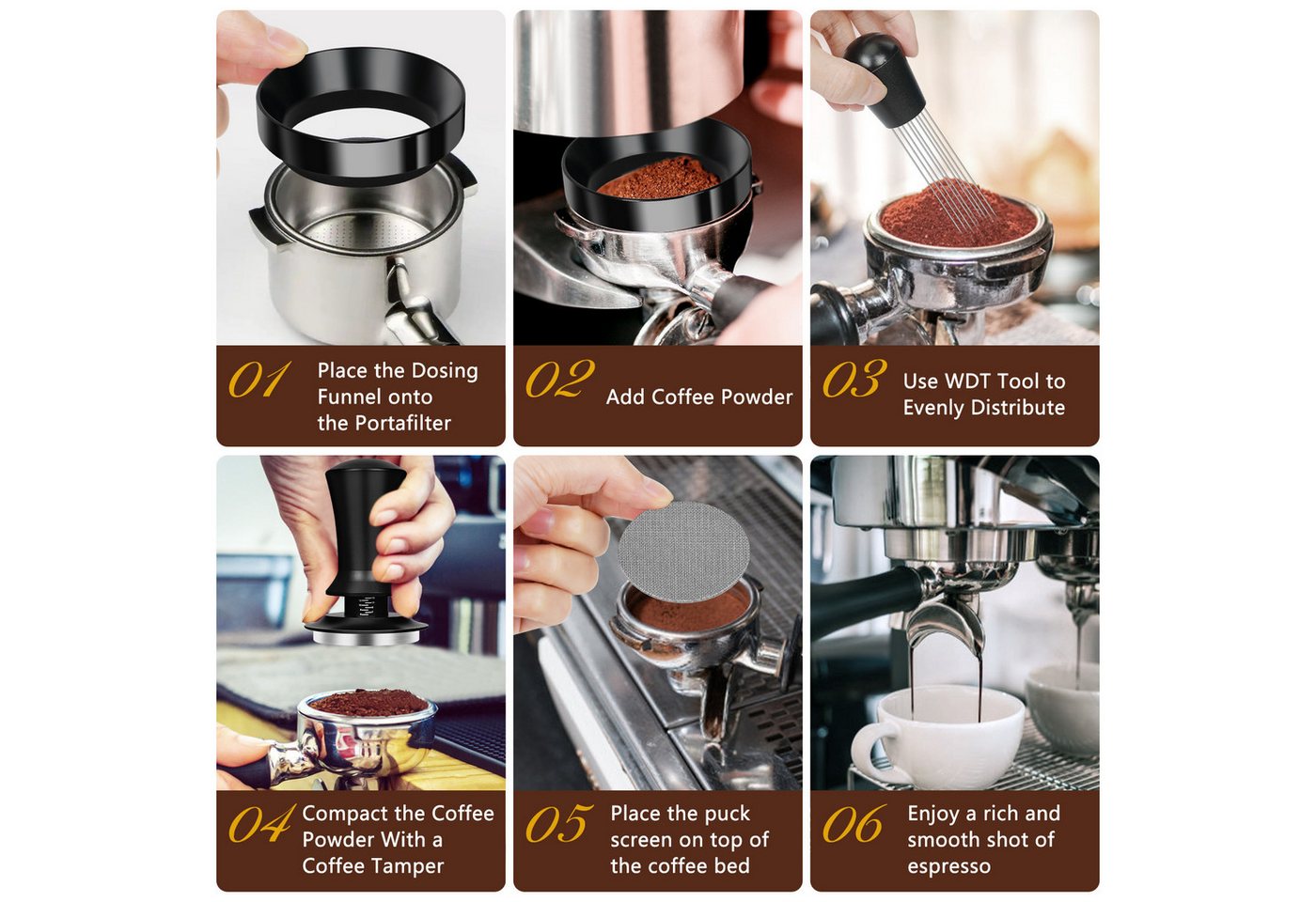 OSTWOLKE Tamper Kaffee Tamper 51mm Set, 25-teiliges Barista Zubehör Set – Bild 5 von 5