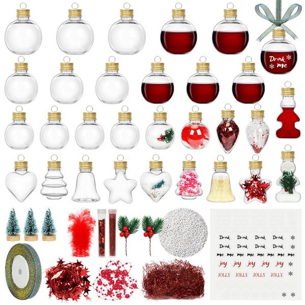 OSTWOLKE Weihnachtsbaumkugel 30x Christbaumkugeln Weihnachtskugeln zum Befüllen DIY Festliche Deko, Durchsichtige Kugeln, geeignet zum Befüllen & Aufhängen