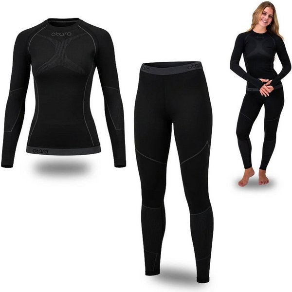 Otaro Thermounterhose Thermounterwäsche Damen Set, Funktionsunterwäsche, Baselayer (Die perfekte Skiunterwäsche, 2-St., 2-teiliges Set) Wärmeisolierend, Atmungs
