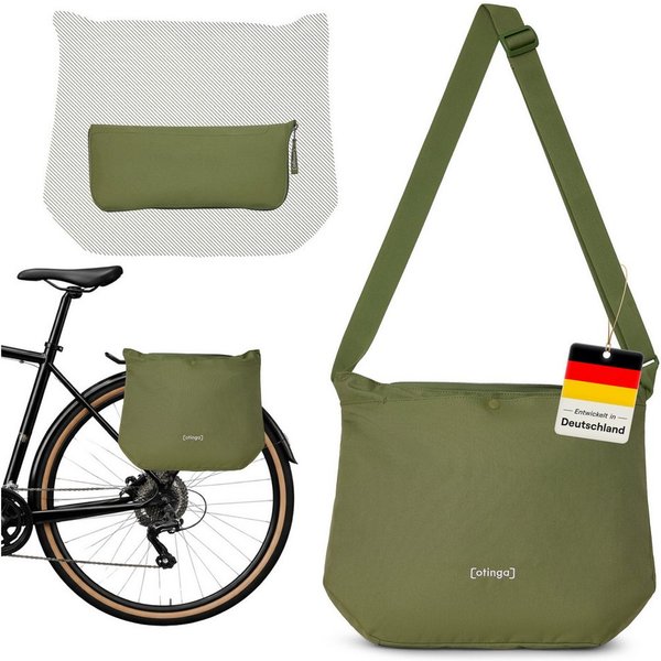 otinga Fahrradtasche - Shopper, Moderne Einkaufstasche, wasserdichte Fahrradtasche, Kompakte Schultertasche in grün, 14L