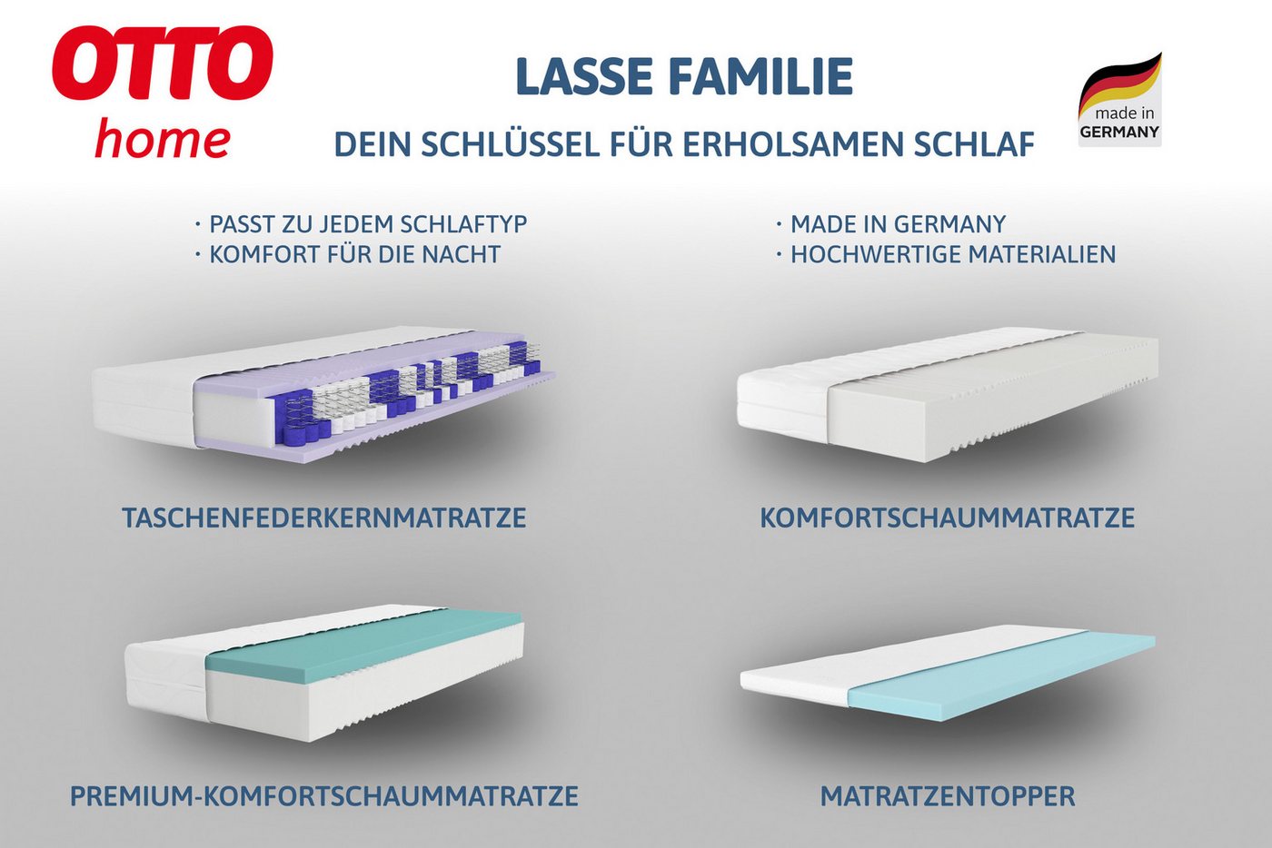 OTTO home, Topper Lasse, Topper 90x200 cm,180x200 cm & mehr, 7 cm hoch, Gelschaum, Matratze, Boxspringbett, ergonomisch, langlebige Qualität (RG 39) – Bild 5 von 5