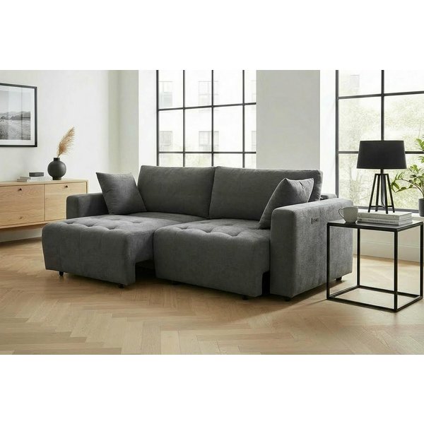 OTTO home 2,5-Sitzer ELIANN, 209 cm - elektrisches Schlafsofa, mit USB A/C-Anschluss. Federkern, Webstoff
