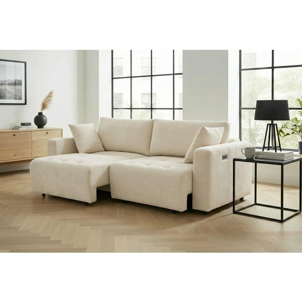 OTTO home 2,5-Sitzer ELIANN, 209 cm - elektrisches Schlafsofa, mit USB A/C-Anschluss. Federkern, Webstoff