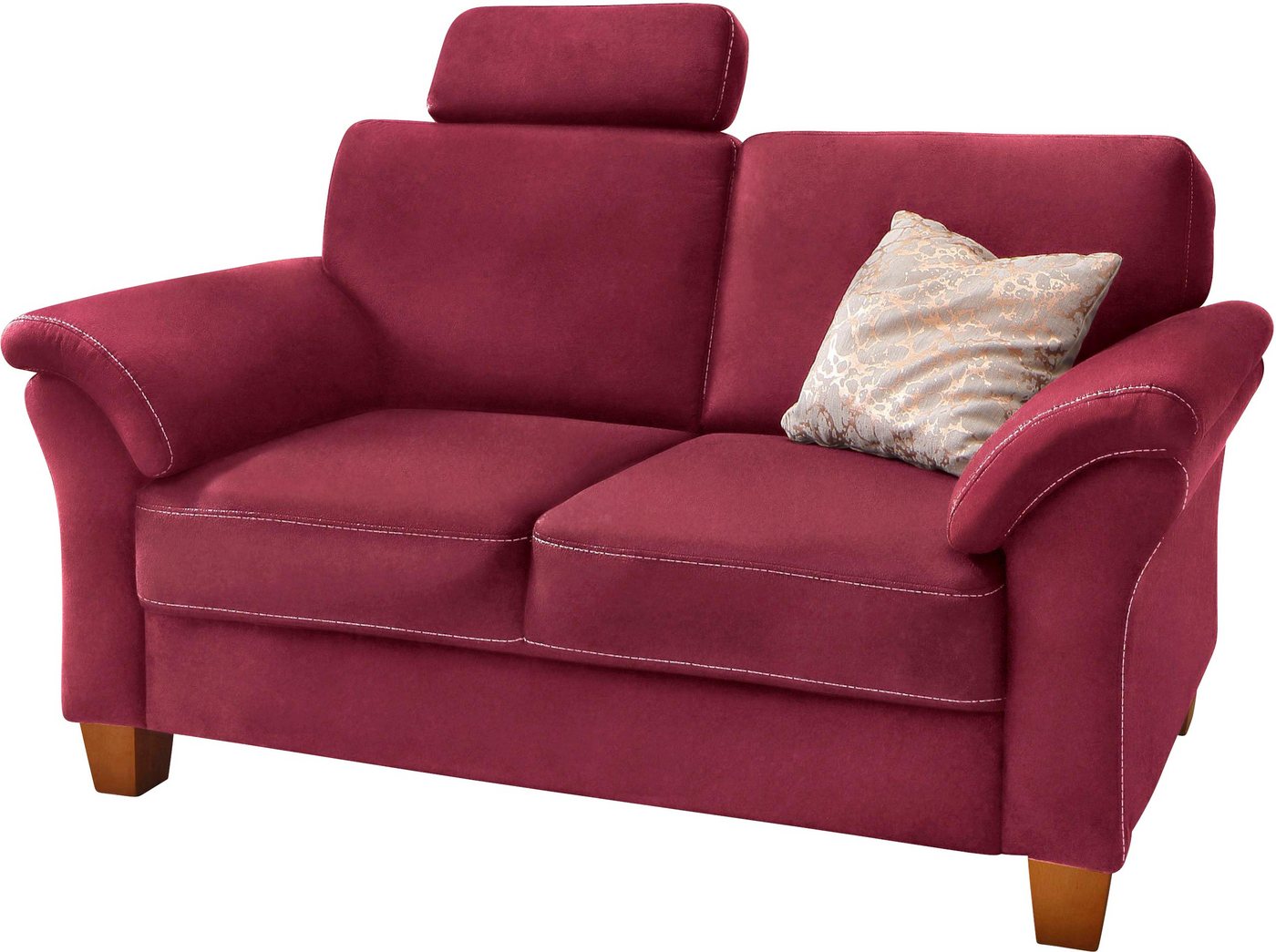 OTTO home 2-Sitzer Borkum, B: 156 cm, Federkern-Polsterung, Landhausstil, Sitzhöhe 46 cm, Kopfstützen nachrüstbar, Wellenunterfederung, Massivholzfüße – Bild 2 von 5