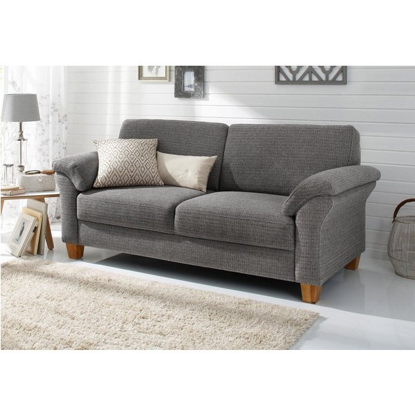 OTTO home 2-Sitzer Borkum, B: 156 cm, Federkern-Polsterung, Landhausstil, Sitzhöhe 46 cm, Kopfstützen nachrüstbar, Wellenunterfederung, Massivholzfüße