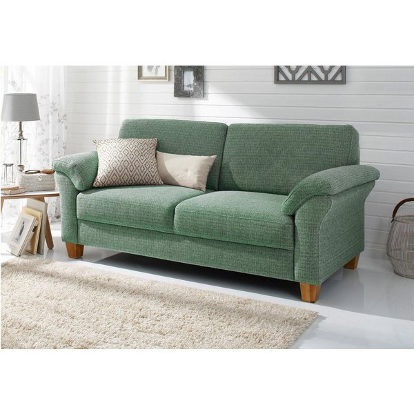OTTO home 2-Sitzer Borkum, B: 156 cm, Federkern-Polsterung, Landhausstil, Sitzhöhe 46 cm, Kopfstützen nachrüstbar, Wellenunterfederung, Massivholzfüße
