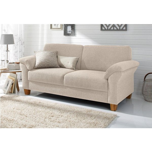 OTTO home 2-Sitzer Borkum, B: 156 cm, Federkern-Polsterung, Landhausstil, Sitzhöhe 46 cm, Kopfstützen nachrüstbar, Wellenunterfederung, Massivholzfüße