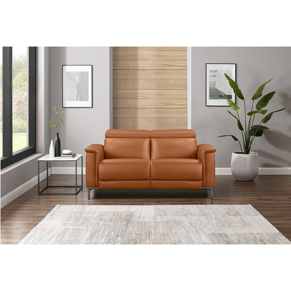 OTTO home 2-Sitzer LUND,Naturleder, 160 cm, mit Relaxfunktion und Kopfteilverstellung, manuell od. elektrisch (m.USB-A), Federkern und Kopfteilverstellung