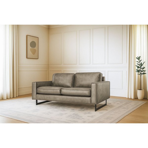 OTTO home 2-Sitzer Pinto, 166 cm, Cord, Chenille, Lederoptik, mit Keder, schwarze Metallfüße, Wellenunterfederung